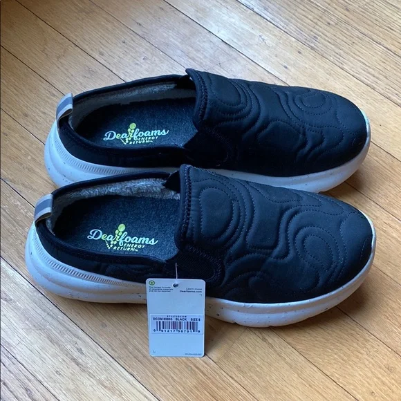 Dearfoam Findlay ReGrind Black Quilted Slip-On Shoes new - Picture 2 of 12